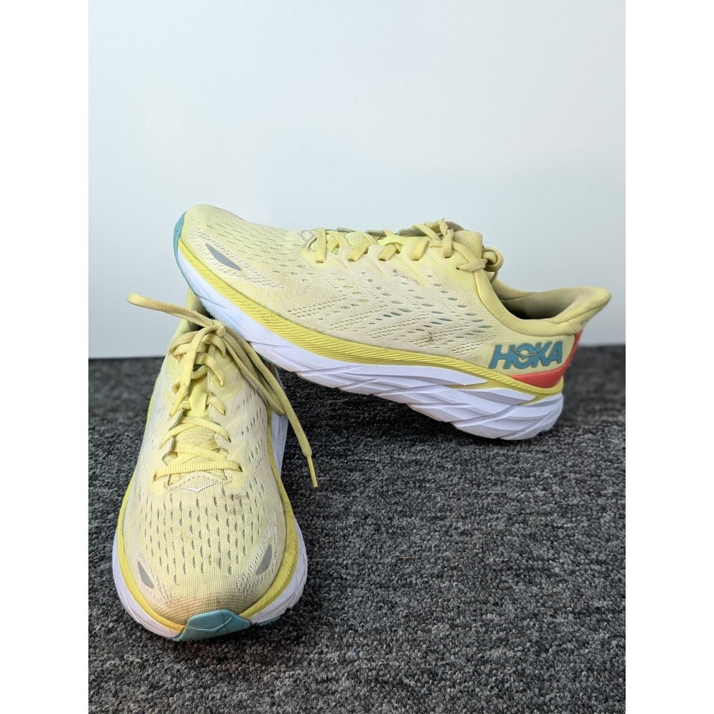 Hoka One One Clifton 8 Women's Size 9.5B Running Shoes Yellow Pear Sneakers